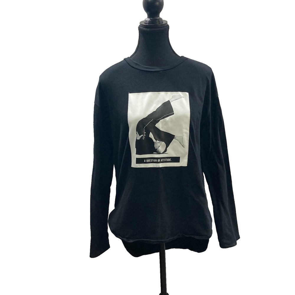 Zara Trafaluc "A Question of Attitude" Graphic Top - Black Size Small